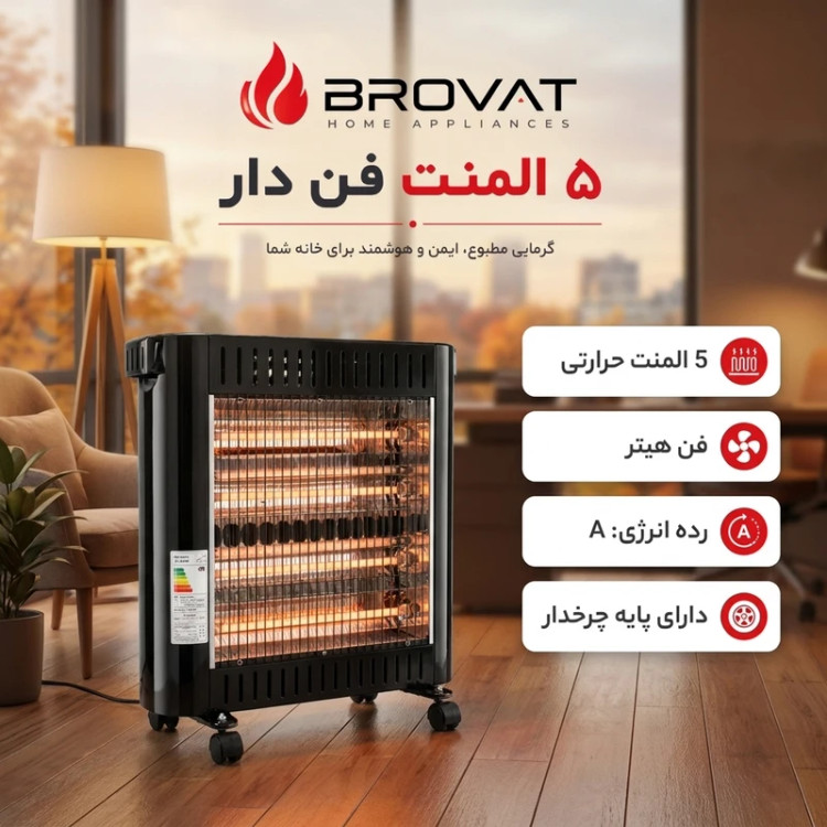 بخاری برقی فن دار بروات مدل BR2600 ظرفیت ۲۶۰۰ وات